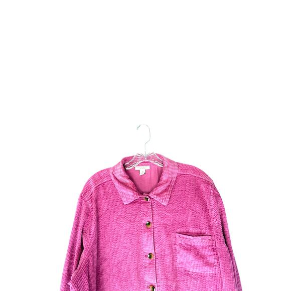 Appleseed Women's Corduroy Shirt Jacket Button Up Plus Pink Cabin Size 2X - Picture 3 of 11